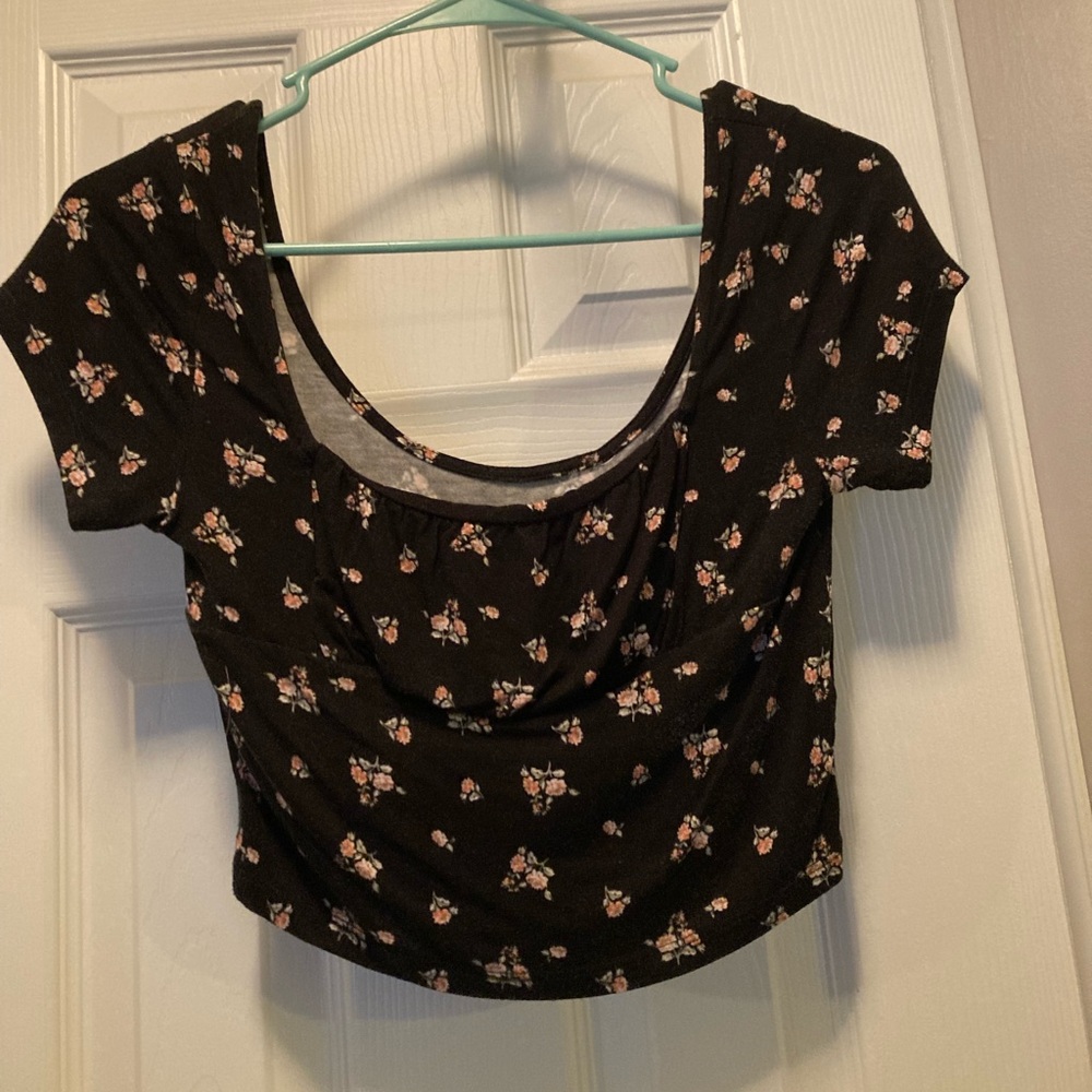 Floral Black Crop Top